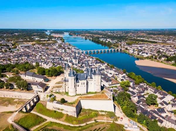 Chateau Saumur widok lotniczy, Francja — Zdjęcie stockowe