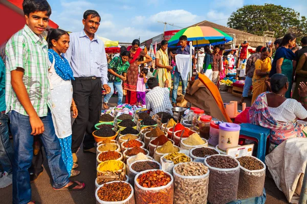 Especias en el mercado, Goa — Foto de Stock