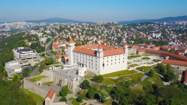 Bratislava Castle aerial view — Stock Video
