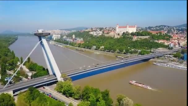 SNP nowy most w Bratysławie — Wideo stockowe