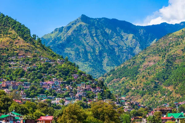 Paisaje Panorámico Aéreo Ciudad Kullu Valle Kullu Estado Himachal Pradesh — Foto de Stock