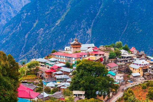 Kalpa Kinnaur Kailash Montanha Vista Panorâmica Aérea Kalpa Uma Pequena — Fotografia de Stock