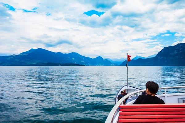 Tourist Cruise Boat Lucerne Lake Lucerne Luzern City Central Switzerland — Stock Photo, Image