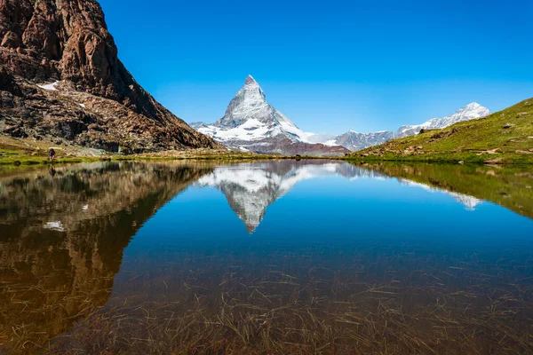 Riffelsee Matterhorn Berg Alpen Gelegen Tussen Zwitserland Italië — Stockfoto