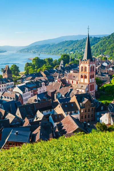 Vista Panoramica Aerea Bacharach Bacharach Una Piccola Città Nella Valle — Foto Stock