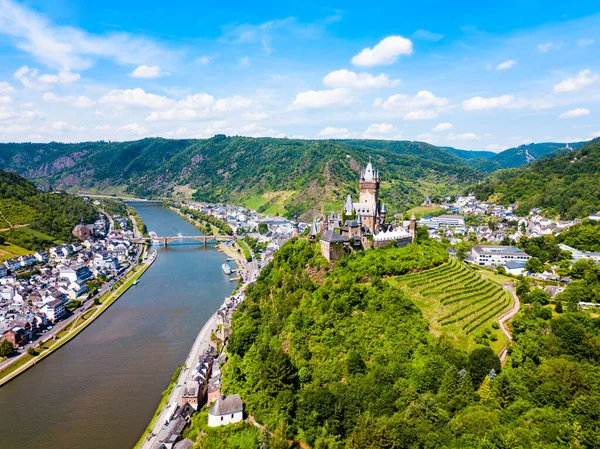 Reichsburg Castle Aerial Panoramic View Cochem Moselle Valley Germany — Stock Photo, Image