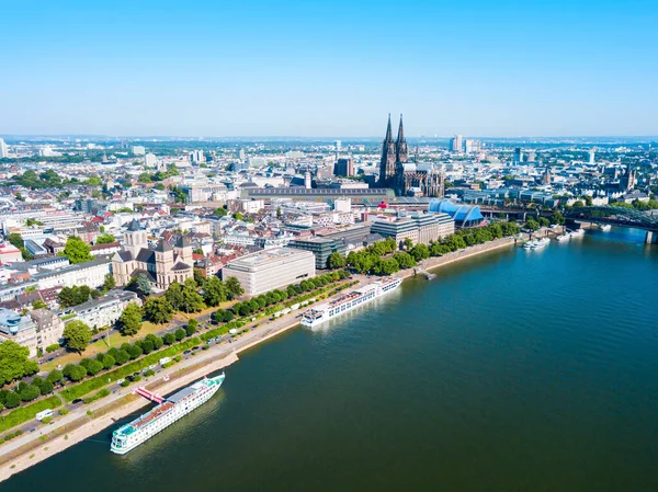 Kölner Dom Und Hohenzollernbrücke Durch Den Rhein Luftaufnahme Köln Deutschland — Stockfoto