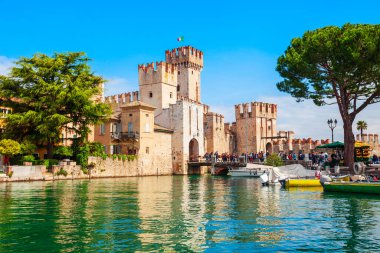 Scaligero Castle is a fortress in the historical center of Sirmione town at the Garda Lake in Italy clipart