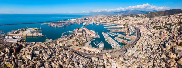 Puerto Génova Vista Panorámica Aérea Génova Génova Capital Liguria Región — Foto de Stock