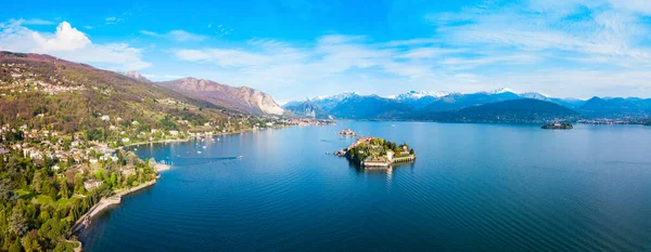 Isola Bella Stresa Città Aerea Vista Panoramica Isola Bella Una — Foto Stock