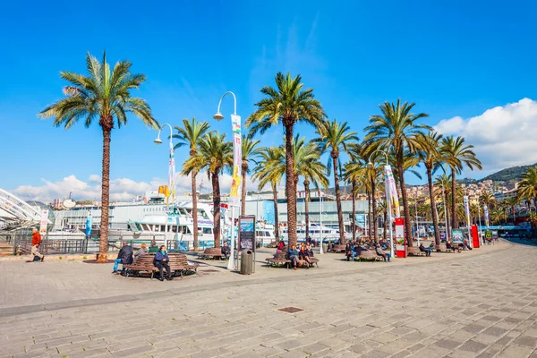 Genoa Italien April 2019 Promenad Vid Genuas Hamn Regionen Ligurien — Stockfoto