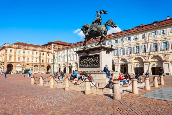 Τορίνο Ιταλία Απριλίου 2019 Piazza San Carlo Είναι Μια Κεντρική — Φωτογραφία Αρχείου