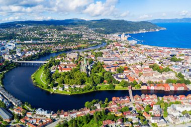 Trondheim city aerial panoramic view. Trondheim is the third most populous municipality in Norway. clipart