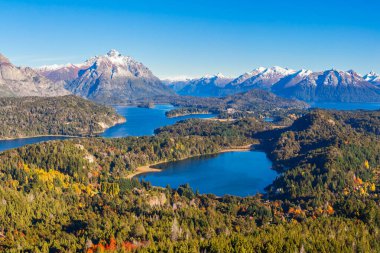 Nahuel Huapi National Park panoramic view from Cerro Campanario viewpoint in Bariloche, Patagonia region in Argentina. clipart