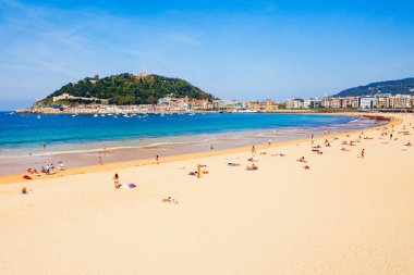 San Sebastian city beach in the Donostia San Sebastian city, Basque Country in northern Spain clipart