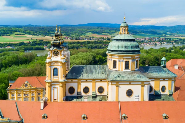 Melk Abbey Manastırı Nın Panoramik Manzarası Stift Melk Avusturya Nın — Stok fotoğraf