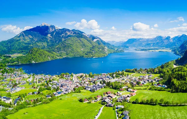 Lac Gilgen Wolfgangsee Vue Panoramique Aérienne Dans Région Salzkammergut Autriche — Photo