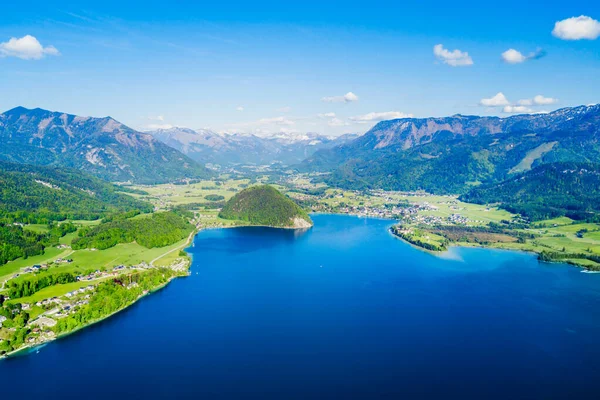 Wolfgangsee Jezioro Wolfgang Salzkammergut Miasto Panoramiczny Widok Austrii — Zdjęcie stockowe