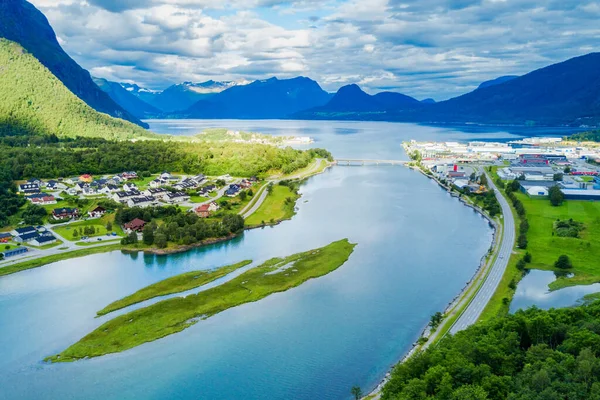 Vista Panorámica Aérea Andalsnes Andalsnes Una Ciudad Municipio Rauma Noruega —  Fotos de Stock