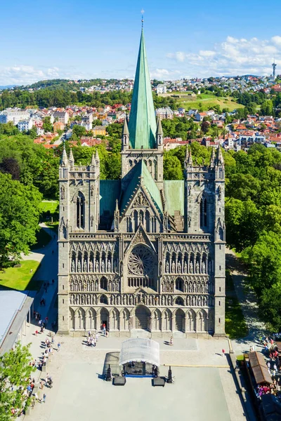 Nidaros Katedrali Norveççe Nidarosdomen Veya Nidaros Domkirke Norveç Trondheim Şehrinde — Stok fotoğraf
