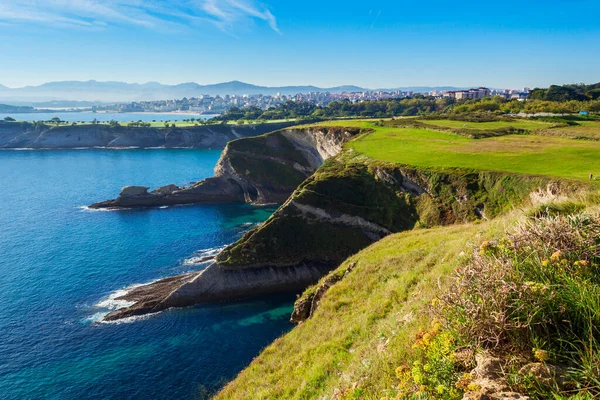 Santander Città Scogliera Vista Aerea Dal Punto Vista Vicino Faro — Foto Stock