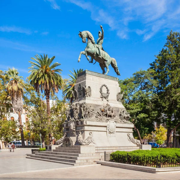 General Jose de San Martin monument on Plaza San Martin square in Cordoba, Argentina. Jose de San Martin is a hero of the Argentine War of Independence.