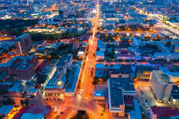 Ekaterinburg Vista Panoramica Aerea Notte Ekaterinburg Quarta Città Più Grande — Foto Stock