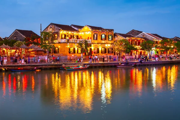 Fishing Boats Riverfront Hoi Ancient Town Quang Nam Province Vietnam — Stock Photo, Image