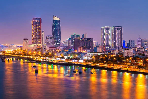 Nang Centrum Skyline Antenn Panoramautsikt Danang Den Fjärde Största Staden — Stockfoto