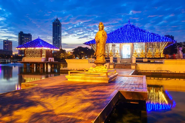 Templo Budista Seema Malaka Lago Beira Colombo Sri Lanka Pôr — Fotografia de Stock