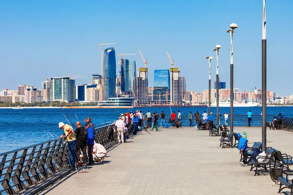 Baku Boulevard Vid Kaspiska Havet Vall Baku Azerbajdzjans Huvudstad Och — Stockfoto