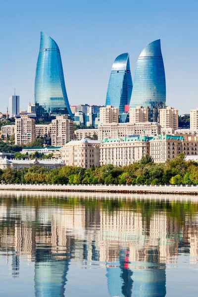 Skyline Van Baku City Baku Hoofdstad Grootste Stad Van Azerbeidzjan — Stockfoto