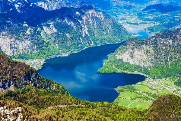 Hallstatter See Lake Dachstein Austrian Alps Mountains Aerial Panoramic View — Stock Photo, Image