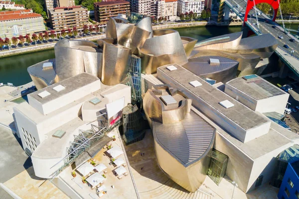 Bilbao Španělsko 2017 Letecký Panoramatický Výhled Guggenheimského Muzea Muzeum Moderního — Stock fotografie