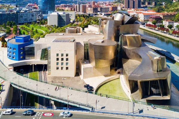 Bilbao Španělsko 2017 Letecký Panoramatický Výhled Guggenheimského Muzea Muzeum Moderního — Stock fotografie