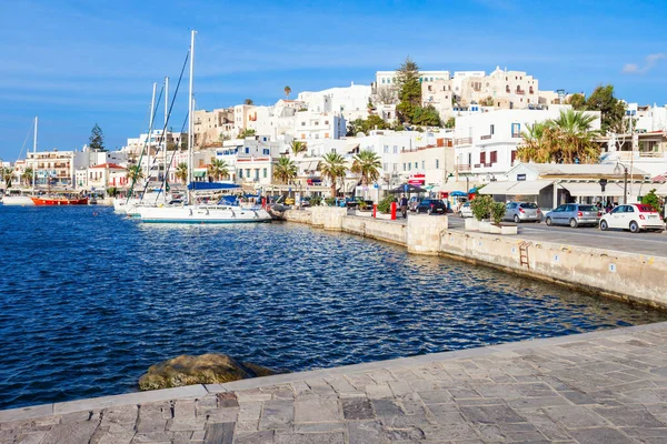 Naxos Island Grekland Oktober 2016 Hamn Med Båtar Staden Naxos — Stockfoto