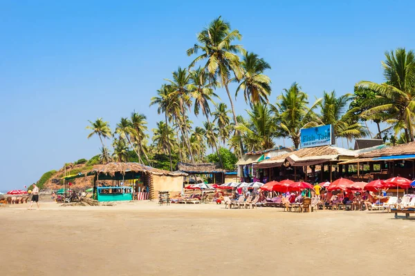 Goa Índia Dezembro 2016 Camas Sol Praia Vagator Ozran Norte — Fotografia de Stock