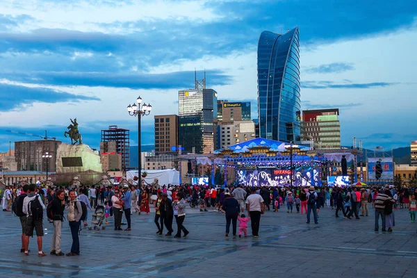 Ulaanbaatar Mongolia July 2016 Perayaan Festival Tradisional Naadam Chinggis Square — Stok Foto