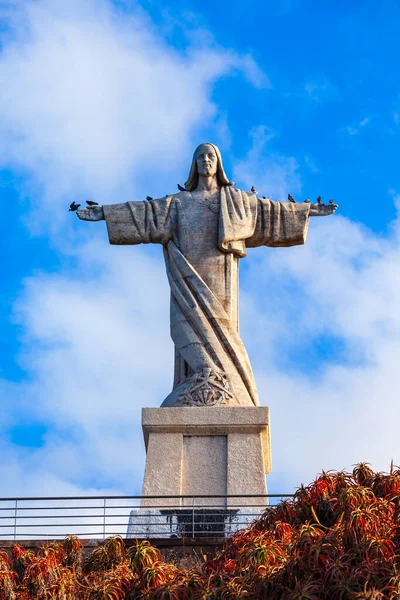 Christ King Statue Cristo Rei Jesus Christ Statue Garajau Madeira — Stock Photo, Image