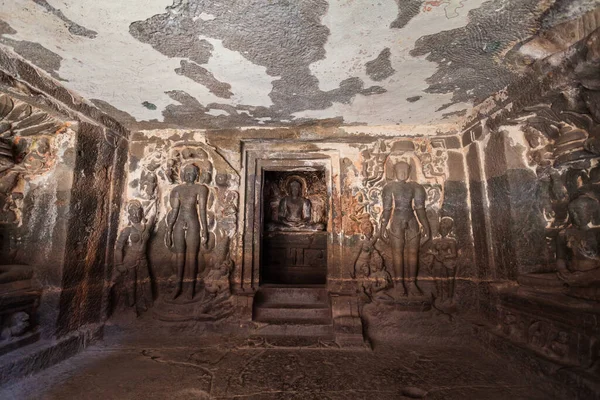 Rzeźby Ratownicze Świątyni Kailasa Lub Kailash Jaskiniach Ellora Maharashtra Indie — Zdjęcie stockowe
