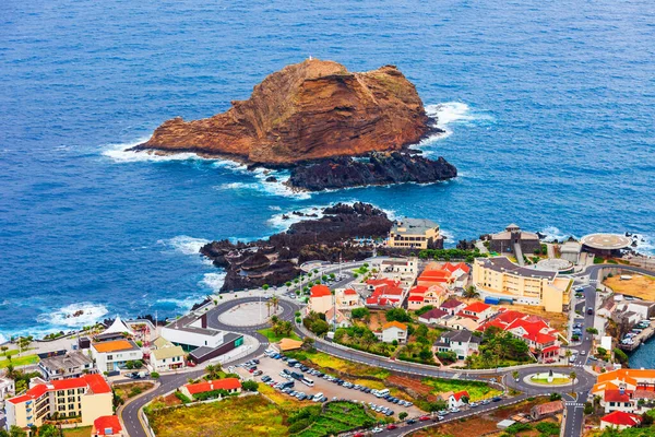 Porto Moniz Città Aerea Vista Panoramica Isola Madeira Portogallo — Foto Stock