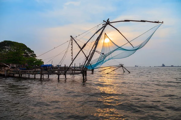 Κινεζικά Δίχτυα Αλιείας Cheena Vala Είναι Ένας Τύπος Στατικού Διχτυού — Φωτογραφία Αρχείου