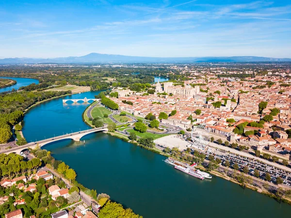 Rhone River Aerial Panoramic View Avignon Avignon City Rhone River — Stock Photo, Image