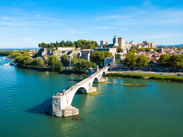 Ponte Pont Saint Benezet Vista Panorâmica Aérea Rio Rhone Avignon — Fotografia de Stock