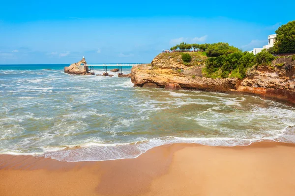 Plage Port Vieux Uma Praia Pública Cidade Biarritz Baía Biscaia — Fotografia de Stock