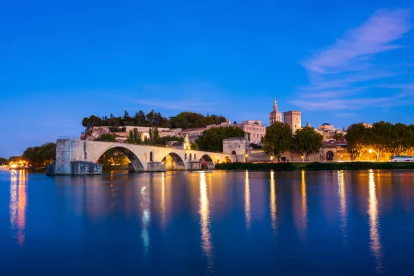 Pont Saint Benezet Bridge Palace Popes Palais Des Papes Avignon — Stock Photo, Image