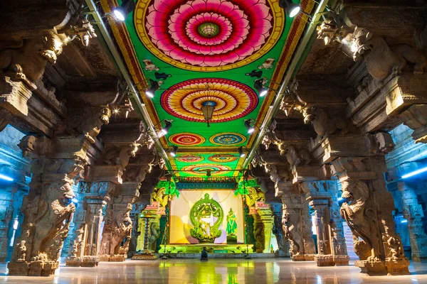 Madurai Índia Março 2012 Salão Dos Mil Pilares Dentro Templo — Fotografia de Stock