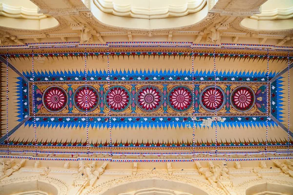 Madurai India Mars 2012 Blommönster Bakgrund Taket Thirumalai Nayak Palace — Stockfoto