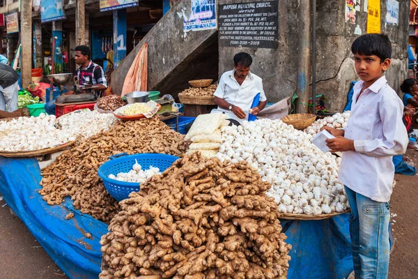 Goa India Kwiecień 2012 Owoce Warzywa Lokalnym Rynku Indiach — Zdjęcie stockowe