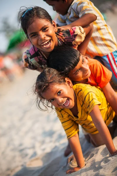 Goa India November 2011 Unidentified Indian Children Playing Beach Goa — 图库照片